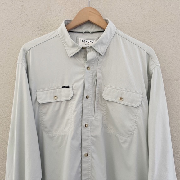 Poncho Original Shirt Mens Large Technical Green Outdoor Fishing Performance - Picture 6 of 13